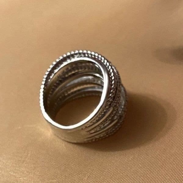 The Moderne Statement band ring in 925 & white sapphire sz 5 - Thumbnail 8