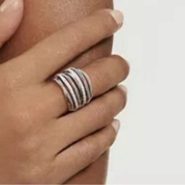 The Moderne Statement band ring in 925 & white sapphire sz 5 - Thumbnail 6