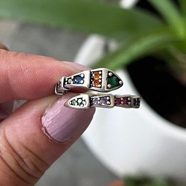 The Multi-Colored Serpent Ring in 925 silver - Thumbnail 9