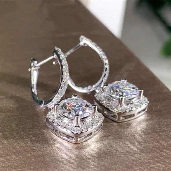 The Bling 925 Silver Drop White Sapphire Earrings - Image 1