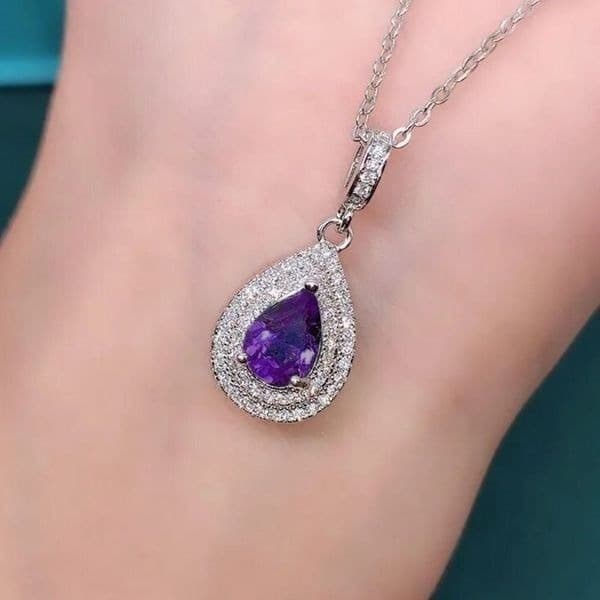 The Empress’ Purple Tear Drop pendant in 925 silver - Image 1