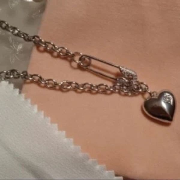 The Bling Pin LOVE Heart pendant necklace w cubic Zirconia accents. - Thumbnail 8