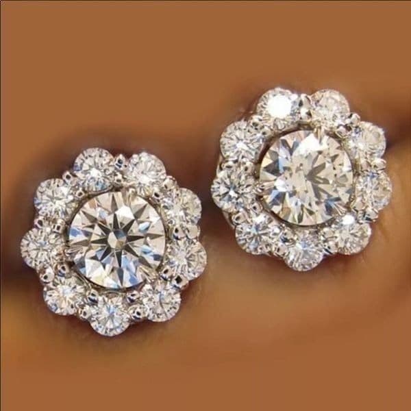The Sunflower 925 Silver White Sapphire earrings - Image 1