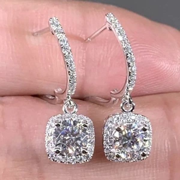 The Bling 925 Silver Drop White Sapphire Earrings - Thumbnail 3