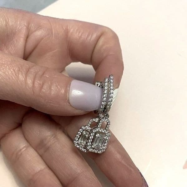 The Gatsby Earring drop in silver & zirconium drop earrings - Thumbnail 11