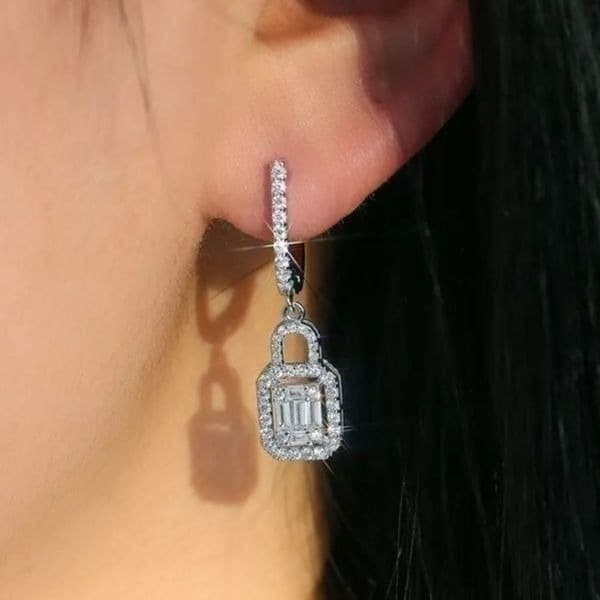 The Gatsby Earring drop in silver & zirconium drop earrings - Thumbnail 2