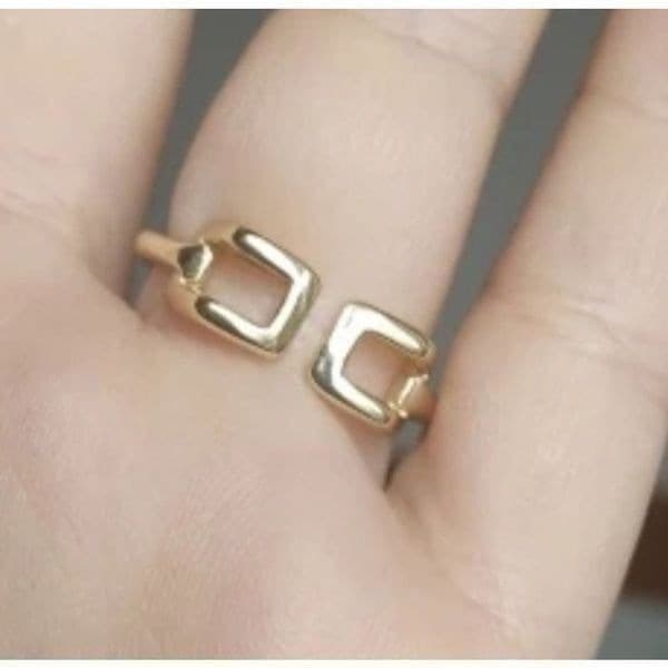 The 3D Geo Ring in 18k gold 925 adjustable links - Thumbnail 3
