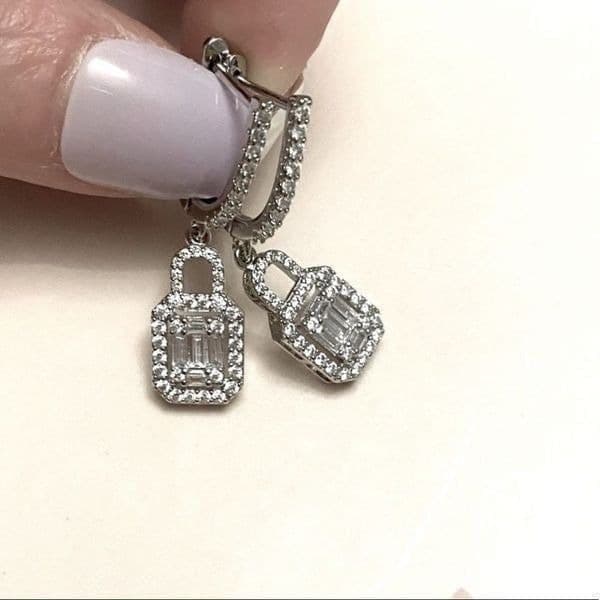 The Gatsby Earring drop in silver & zirconium drop earrings - Thumbnail 4