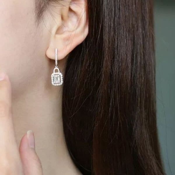 The Gatsby Earring drop in silver & zirconium drop earrings - Thumbnail 12