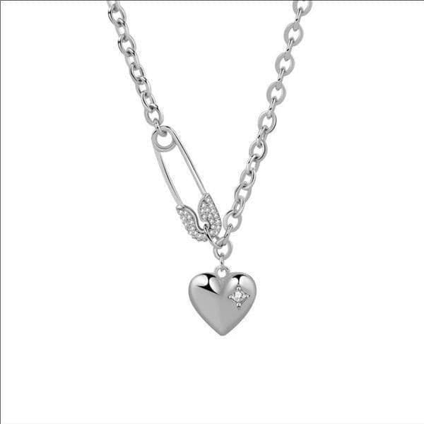 The Bling Pin LOVE Heart pendant necklace w cubic Zirconia accents. - Thumbnail 2
