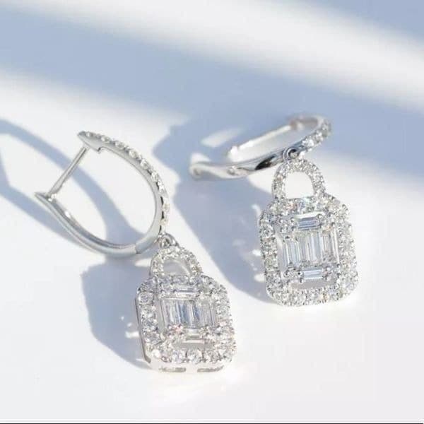 The Gatsby Earring drop in silver & zirconium drop earrings - Thumbnail 9