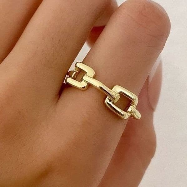The 3D Geo Ring in 18k gold 925 adjustable links - Image 1