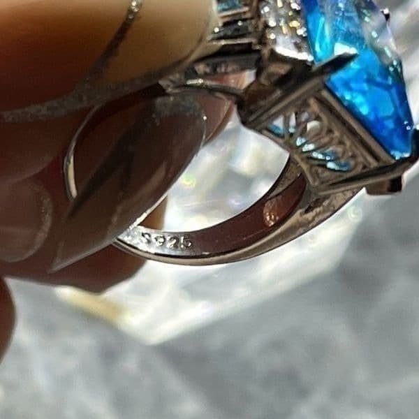 The Ocean Blue Statement Cocktail Ring in 925 silver sz 6 - Thumbnail 10