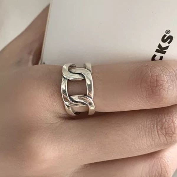 The Wide Link Chain Ring in 925. Adjustable - Image 1