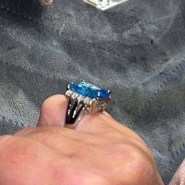 The Ocean Blue Statement Cocktail Ring in 925 silver sz 6 - Thumbnail 8