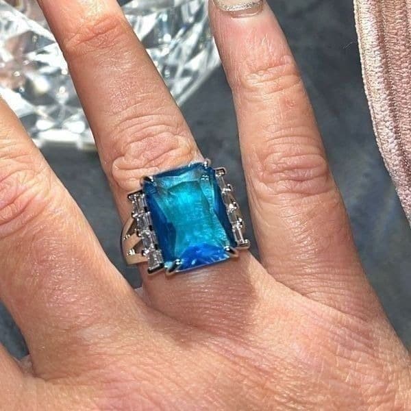 The Ocean Blue Statement Cocktail Ring in 925 silver sz 6 - Thumbnail 6