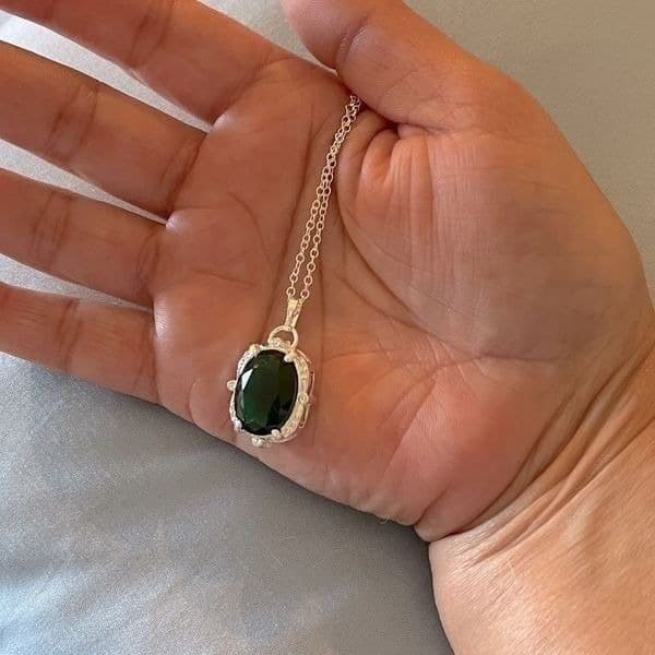The Kelly Pendant necklace in Tibetan silver 925 and cubic zirconia - Thumbnail 8
