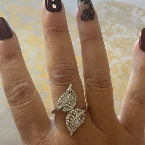 The Double Leaf adjustable ring in 925 - Thumbnail 6