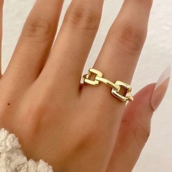 The 3D Geo Ring in 18k gold 925 adjustable links - Thumbnail 6
