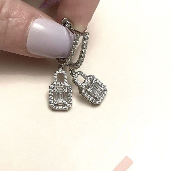The Gatsby Earring drop in silver & zirconium drop earrings - Thumbnail 10
