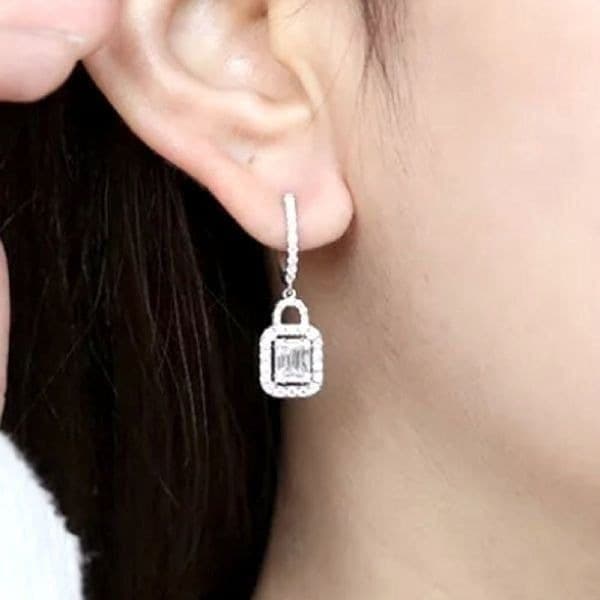 The Gatsby Earring drop in silver & zirconium drop earrings - Thumbnail 8