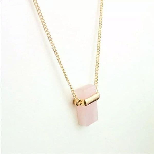 The Rose Quartz Gold Plated Long Chain With Rose Quartz pendant - Image 1