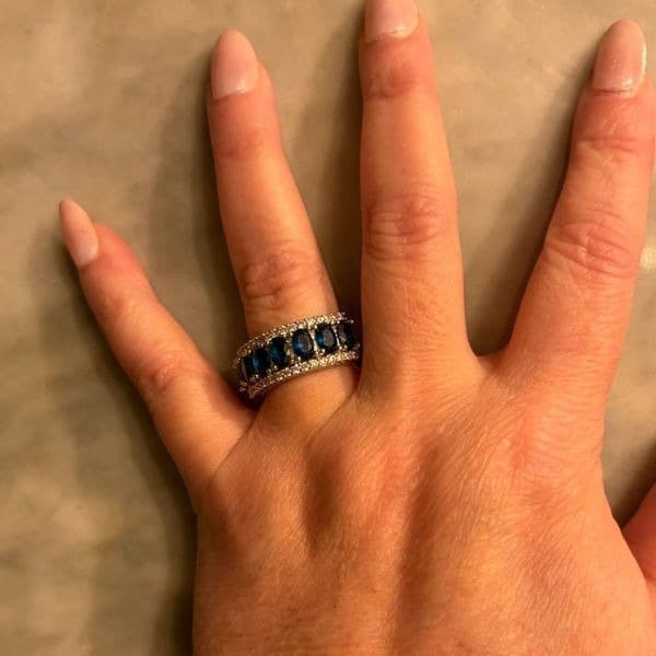 The Sapphire Dazzler statement ring 925 and lab created stones. Sz 6 - Image 1