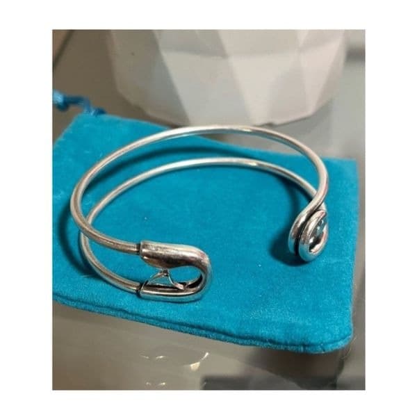 Best Seller! The Jumbo Safety Pin silver open bracelet - Image 1