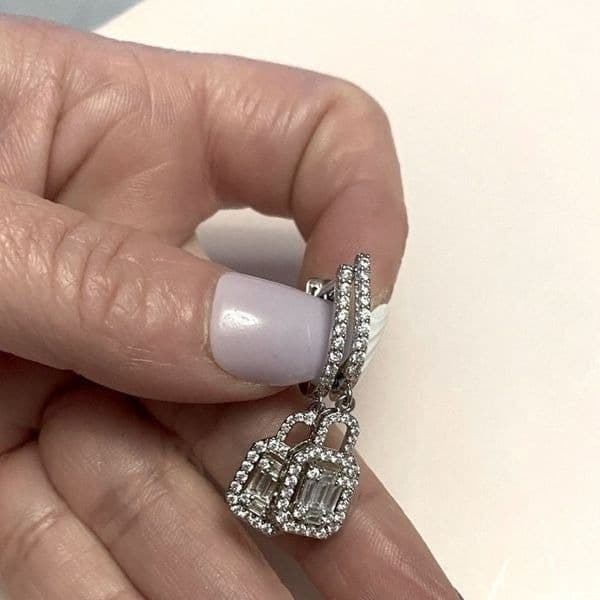 The Gatsby Earring drop in silver & zirconium drop earrings - Thumbnail 3