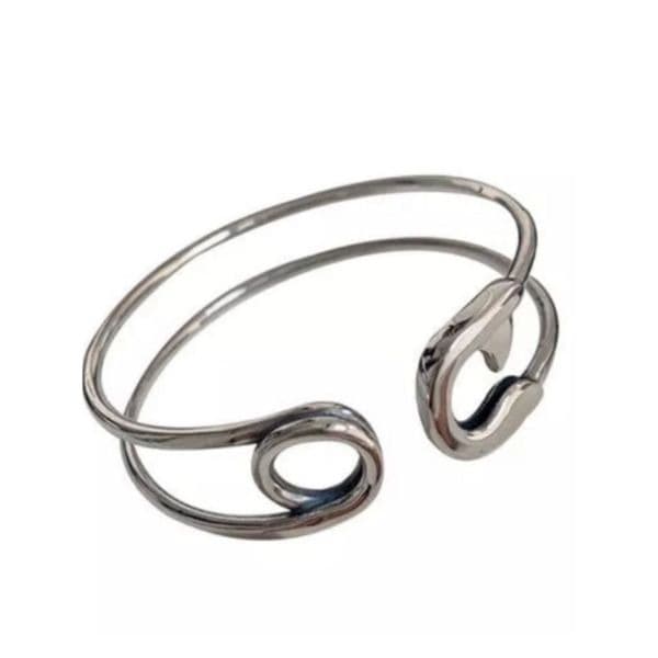 Best Seller! The Jumbo Safety Pin silver open bracelet - Thumbnail 3