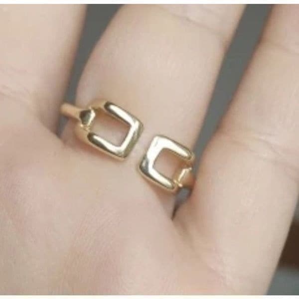 The 3D Geo Ring in 18k gold 925 adjustable links - Thumbnail 2
