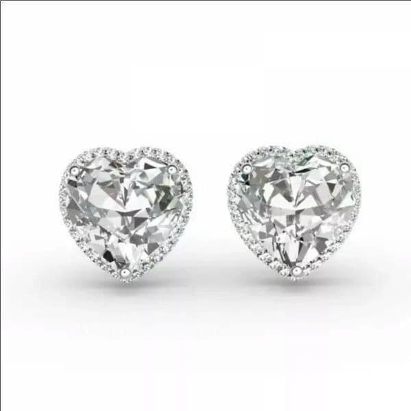 The Iced Hearts white sapphire silver Stud heart earrings - Image 1