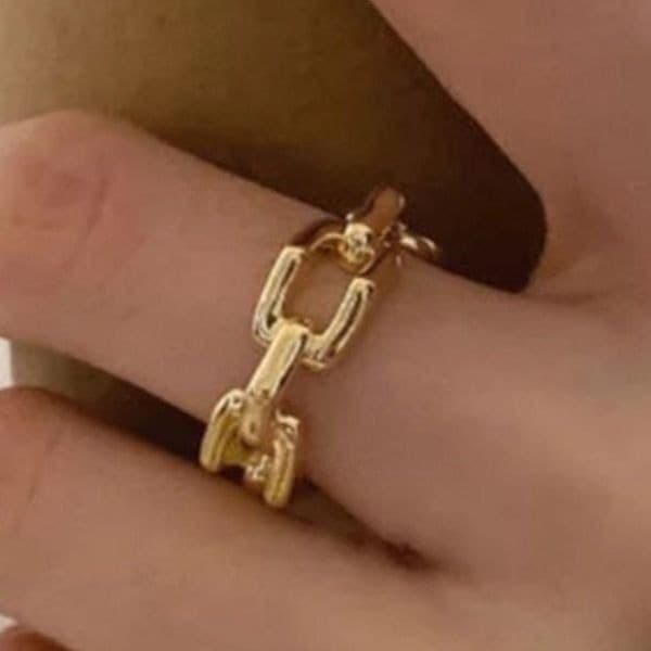 The 3D Geo Ring in 18k gold 925 adjustable links - Image 1