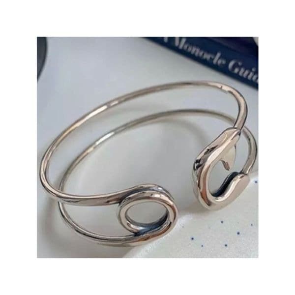 Best Seller! The Jumbo Safety Pin silver open bracelet - Thumbnail 2