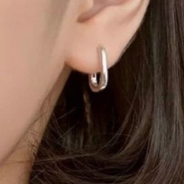 The Silver Geo Hoop. Dainty huggie earrings stamped 925 - Thumbnail 2
