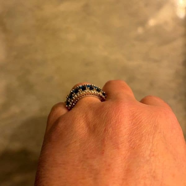 The Sapphire Dazzler statement ring 925 and lab created stones. Sz 6 - Thumbnail 3
