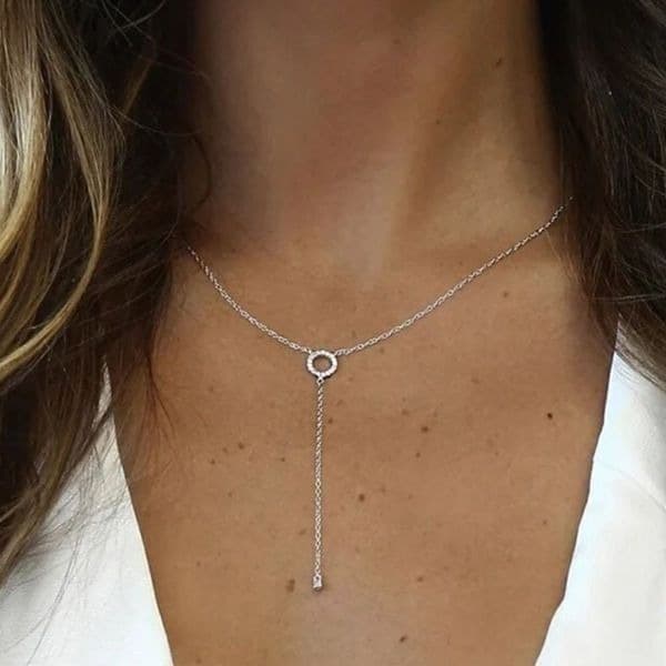 The Gotta Have it Delicate Lariat necklace with cubic zirconia in 925 silver - Image 1