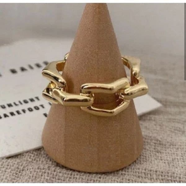 The 3D Geo Ring in 18k gold 925 adjustable links - Thumbnail 4