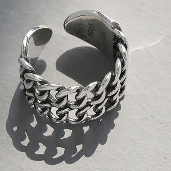 The Double Link Punk Ring in antiqued 925 silver. - Thumbnail 5