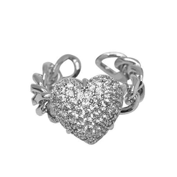 The Open Heart Ring adjustable link ring in 925 - Thumbnail 4
