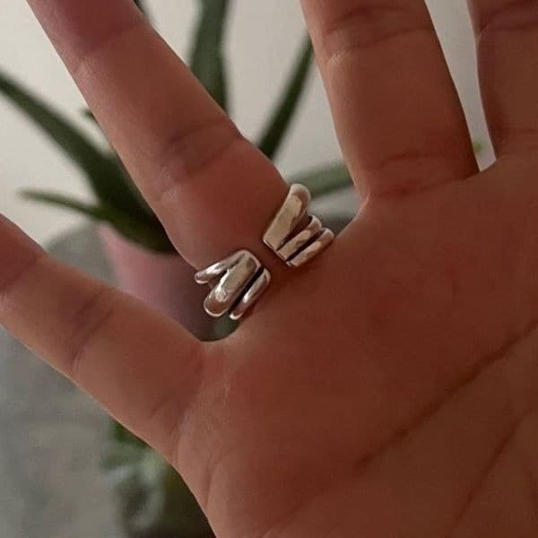 The Criss Cross Minimalist Ring adjustable in 925 silver - Thumbnail 5