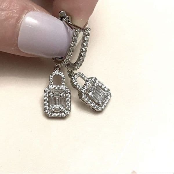 The Gatsby Earring drop in silver & zirconium drop earrings - Thumbnail 4