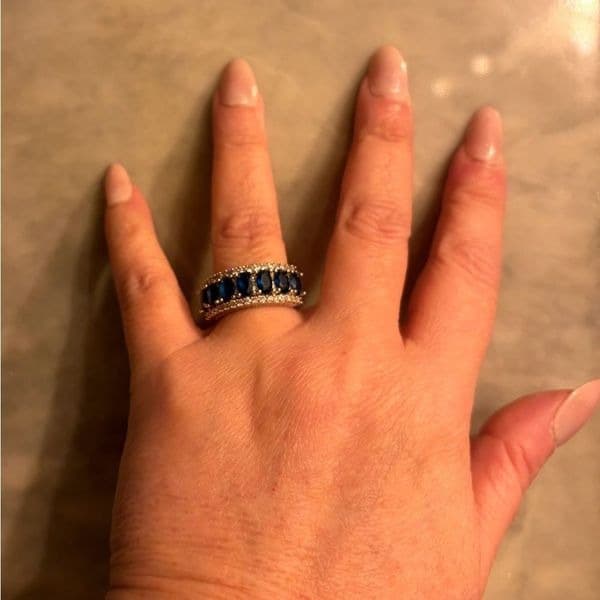 The Sapphire Dazzler statement ring 925 and lab created stones. Sz 6 - Thumbnail 5