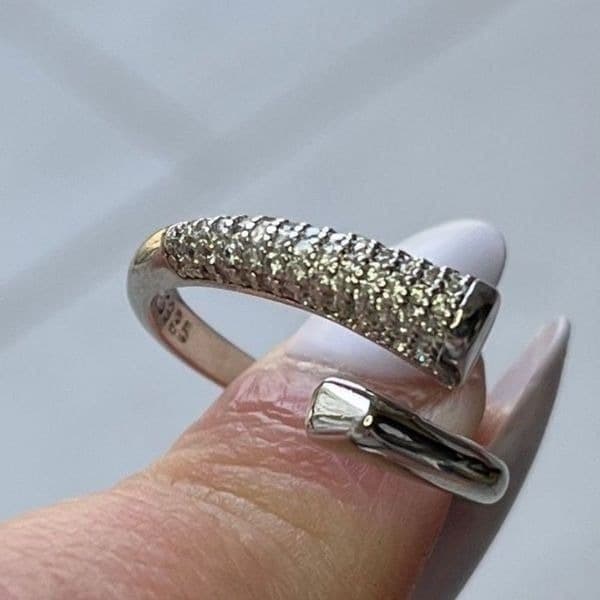 The Epic Bypass ring adjustable in 925 silver and cubic zirconia - Thumbnail 4