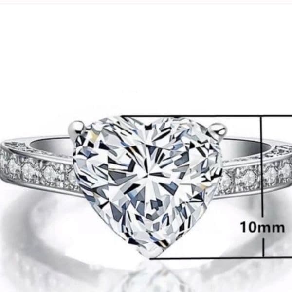 The Best seller Delicate 925 Silver & CZ Heart Ring sz 8 - Thumbnail 8