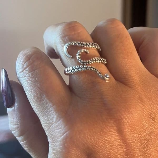 Octopus Ring adjustable in silver - Thumbnail 2