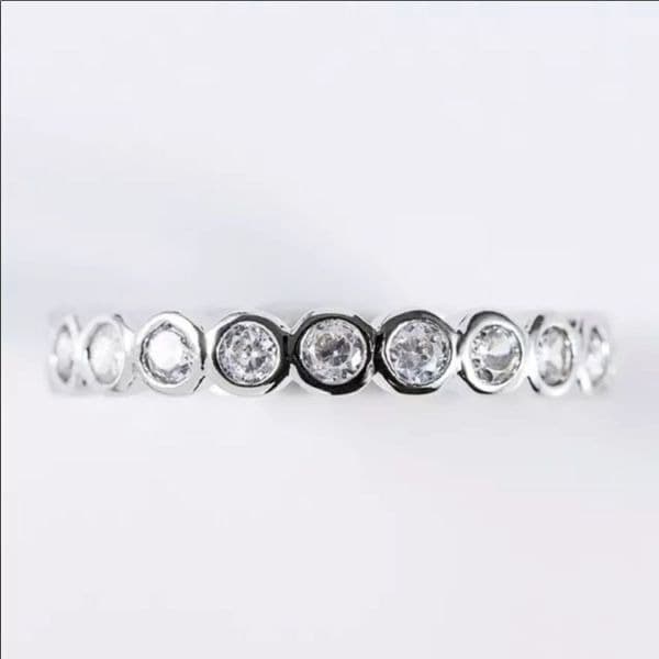 Last few!The Brilliant Bezel eternity band with zircon in Sterling Silver sz8 - Thumbnail 4