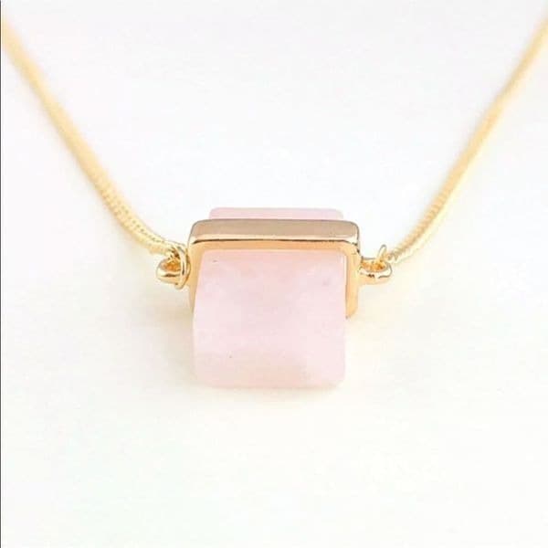 The Rose Quartz Gold Plated Long Chain With Rose Quartz pendant - Thumbnail 7