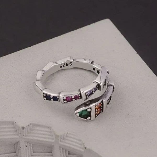 The Multi-Colored Serpent Ring in 925 silver - Thumbnail 2