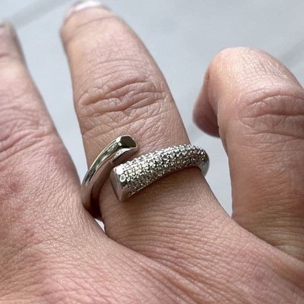 The Epic Bypass ring adjustable in 925 silver and cubic zirconia - Thumbnail 5